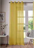 ASAB Single Panel Eyelet Top Voile Curtain Sheer Quality Pole & Rod Pocket Plain Colours For Window and Doors - 148cm x 91cm - Yellow Yellow 148cm x 91cm
