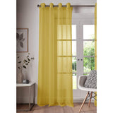 ASAB Single Panel Eyelet Top Voile Curtain Sheer Quality Pole & Rod Pocket Plain Colours For Window and Doors - 148cm x 91cm - Yellow Yellow 148cm x 91cm